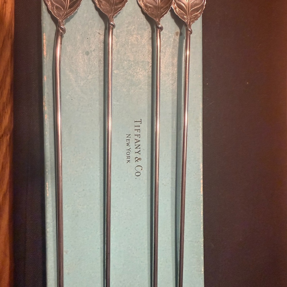 Auth Tiffany & Co 925 Vintage S&S Mint Julep Iced Tea Straws Stirrers Send Offer - Picture 3 of 6